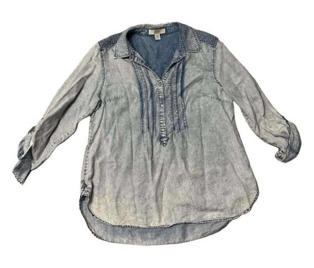 Vintage America Blues Women's Acid Wash Denim Blouse Size L - Picture 1 of 5